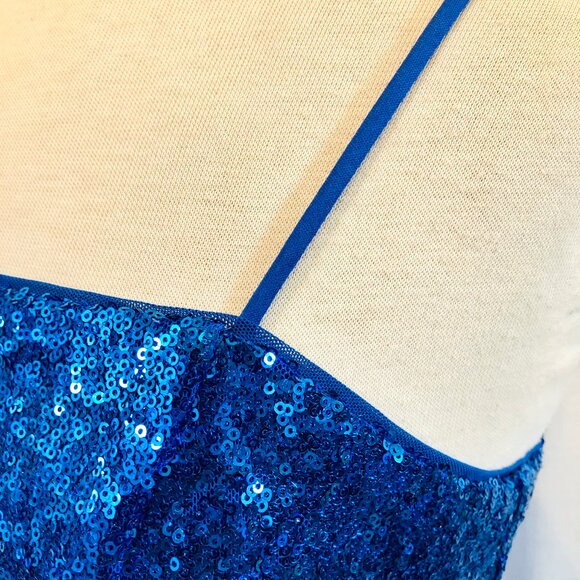 D. ark Bright Blue Sequin Mini Dress Size XS - Picture 7 of 9